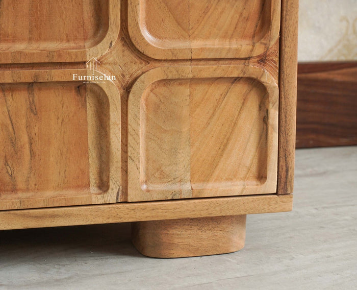 Melbourne Block Wooden One Door Bedside Table Nightstand Furniselan Natural Finish