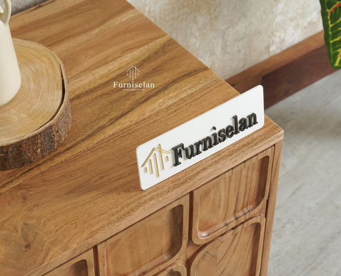 Melbourne Block Wooden One Door Bedside Table Nightstand Furniselan Natural Finish