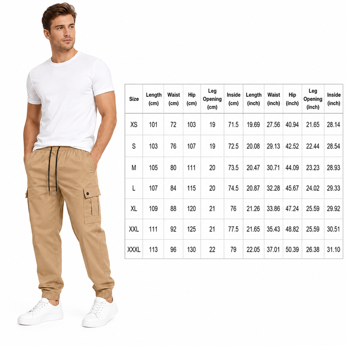 Men Cargo Workwear Pants Loose Fit Outdoor Utility Wear