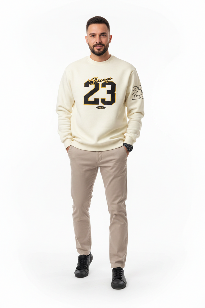 men fleece sweatsuit set full outfit front view casual lifestyle context