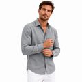 Men’s long sleeve shirt with a clean design, highlighting the comfortable fit and quality textured fabric.