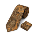 Men's Camel Paisley Tie and Pocket Square Set KR 191