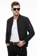 Men's baseball jacket size chart M to 4XL shoulder bust sleeve measurements in centimeters