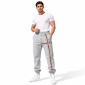 Men's striped joggers with drawstring waist, practical pockets and polyester-spandex fabric for easy everyday casual outfits.