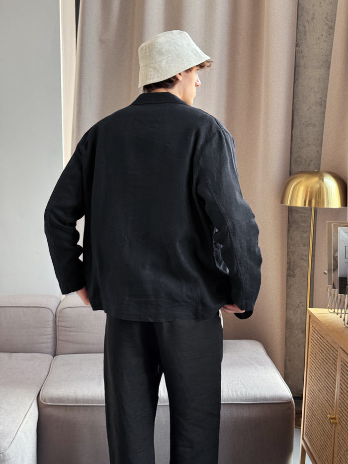 Men’s Linen Jacket CHERRY in Black