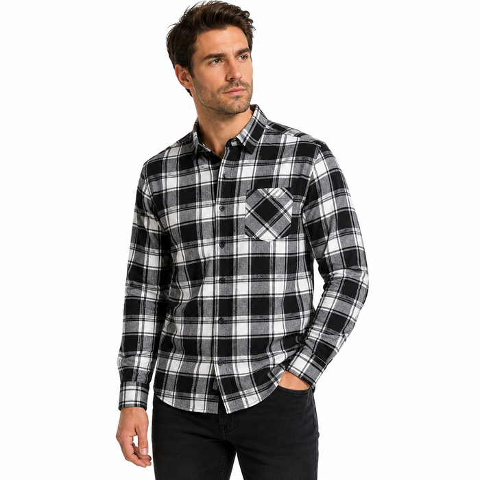 Men’s Plaid Flannel Shirt - Brushed Cotton