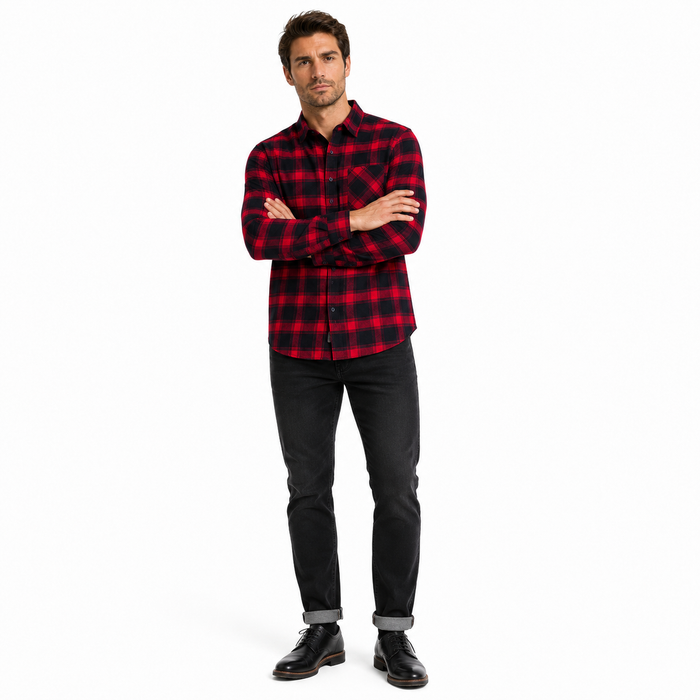 Men’s Plaid Flannel Shirt - Brushed Cotton