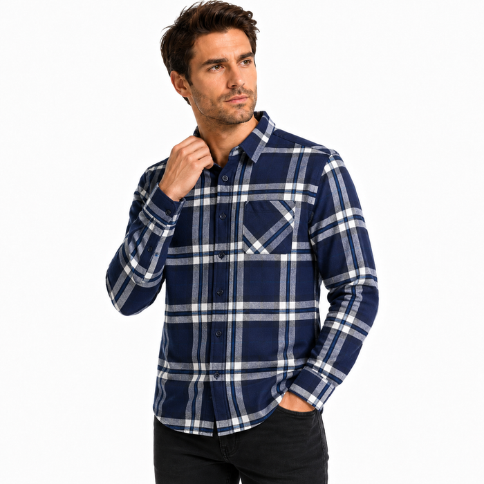 Men’s Plaid Flannel Shirt - Brushed Cotton