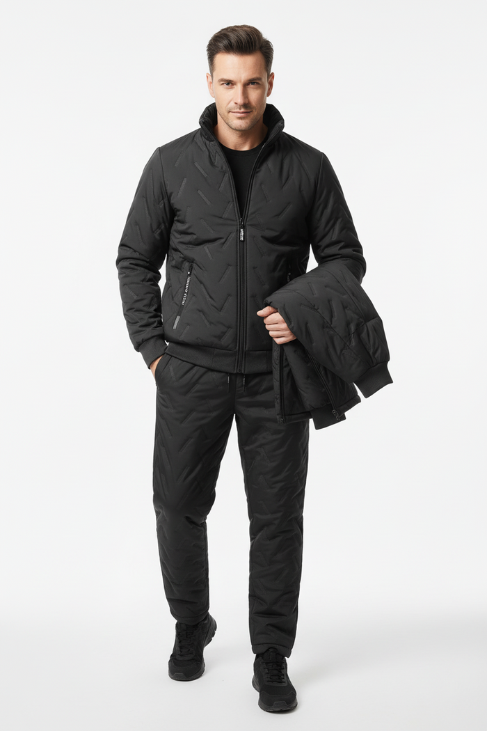 men's thermal three-piece suit modern winter layering lifestyle