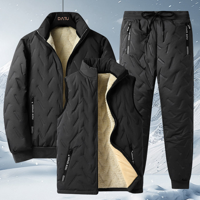 men's thermal three-piece suit pants slim fit drawstring waist modern style