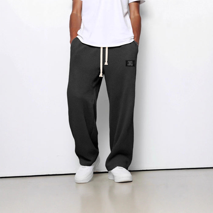 waffle straight pants men full outfit casual city styling