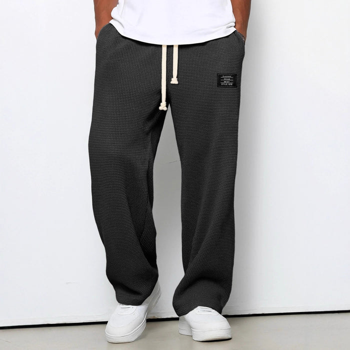 waffle straight pants men fabric stretch micro elasticity detail