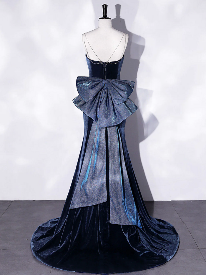 Mermaid Velvet Prom Dress 2025 with Bow in Back