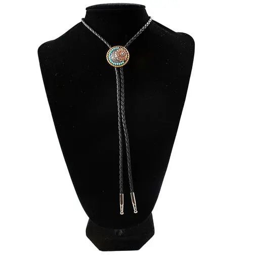 M&F Turquoise Stone Flower Bolo Tie