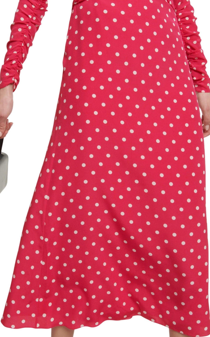 Alessandra Rich Midi Polka Dot Print Silk Dress - Runway Catalog