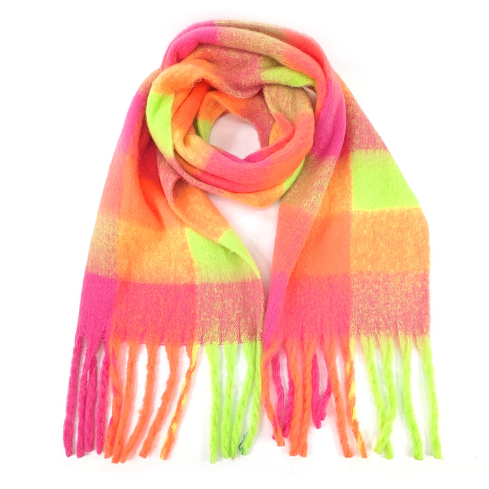Mikre - Extra Thick Neon Tasseled Scarf (40x195cm) - Neon Orange