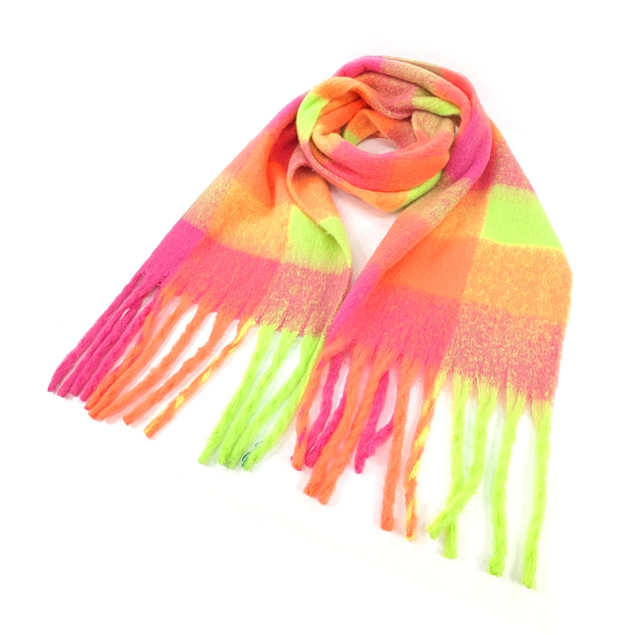 Mikre - Extra Thick Neon Tasseled Scarf (40x195cm) - Neon Orange