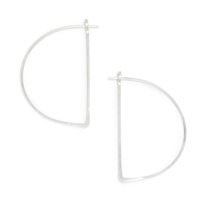 Minimal Hoop Earrings - Half Circle Half Moon
