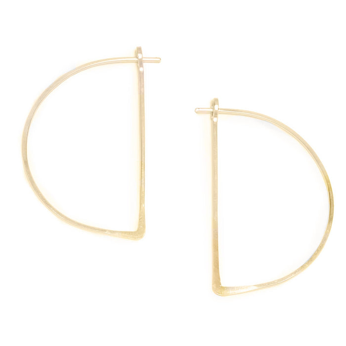 Minimal Hoop Earrings - Half Circle Half Moon