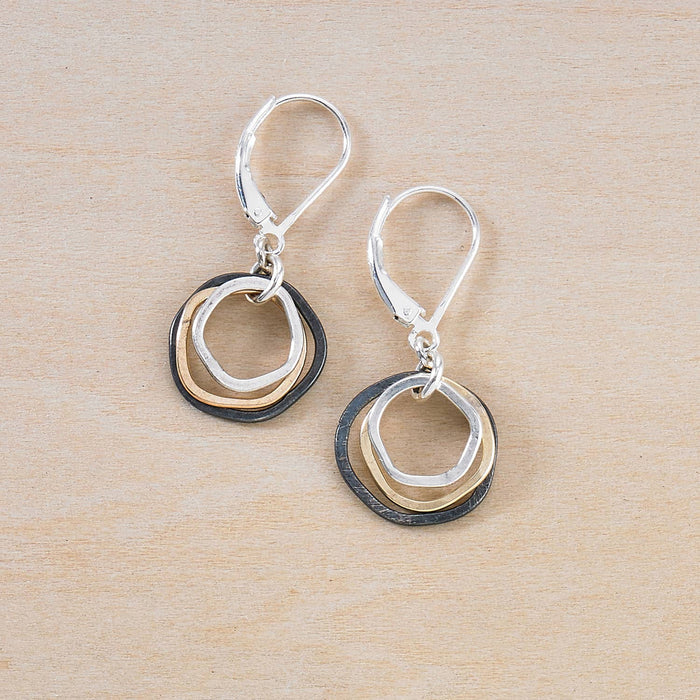 Mixed Metals Mini Caldera Earrings hammered dainty circles