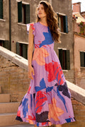 Mock Neck Flutter Maxi- Hague Lavender