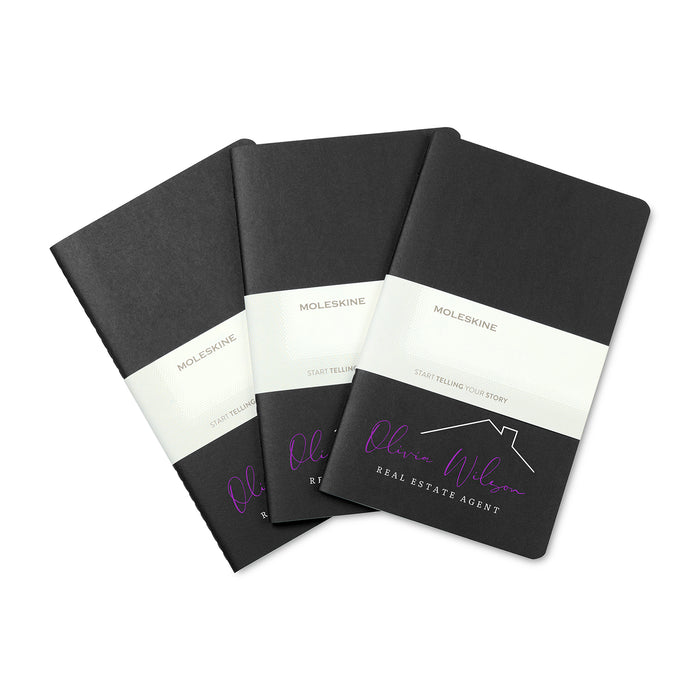 Moleskine® Large Cahier 3-Pack - Black | Custom Branded | Lemon Print