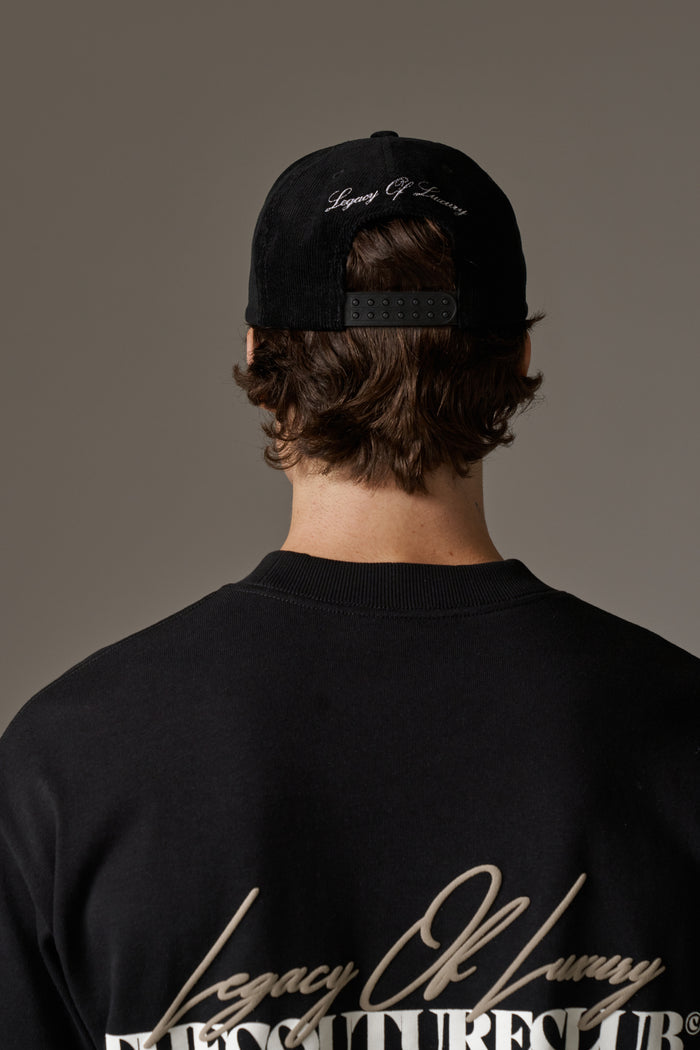 MONOGRAM CORD CAP - BLACK