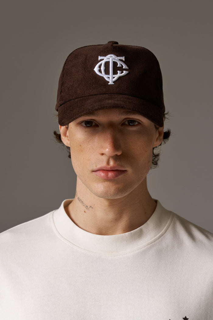 MONOGRAM CORD CAP - BROWN