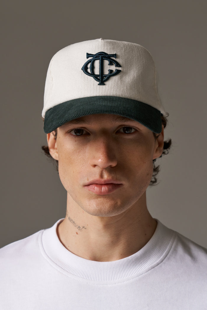 MONOGRAM CORD CAP - FOREST GREEN