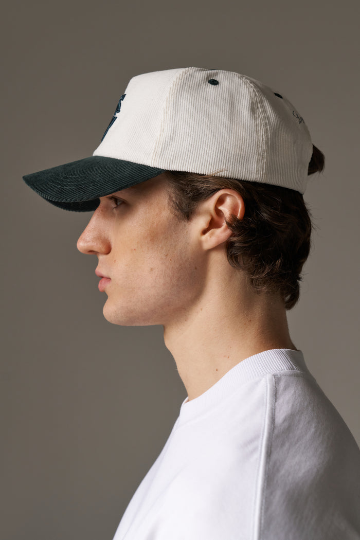MONOGRAM CORD CAP - FOREST GREEN