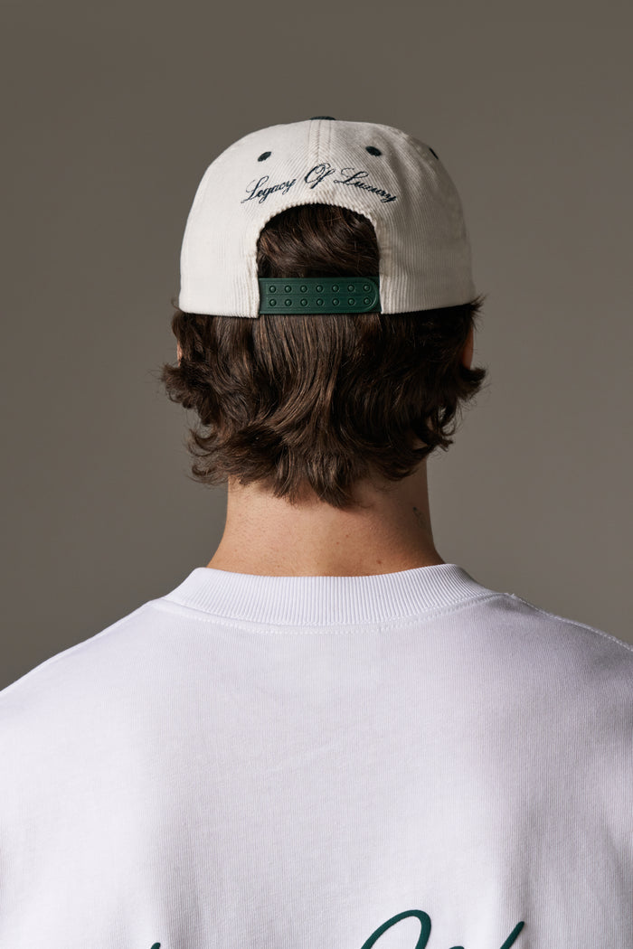MONOGRAM CORD CAP - FOREST GREEN