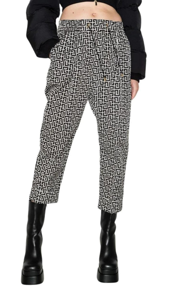 Balmain Monogram Print Cropped Track Pants - Runway Catalog