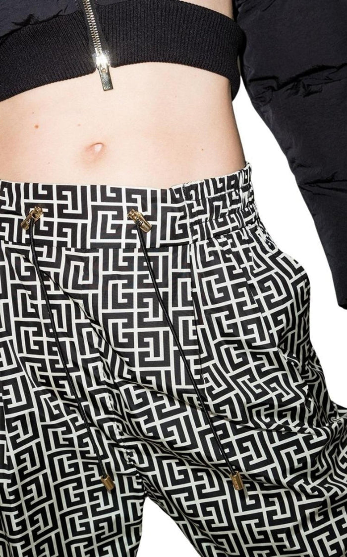 Balmain Monogram Print Cropped Track Pants - Runway Catalog