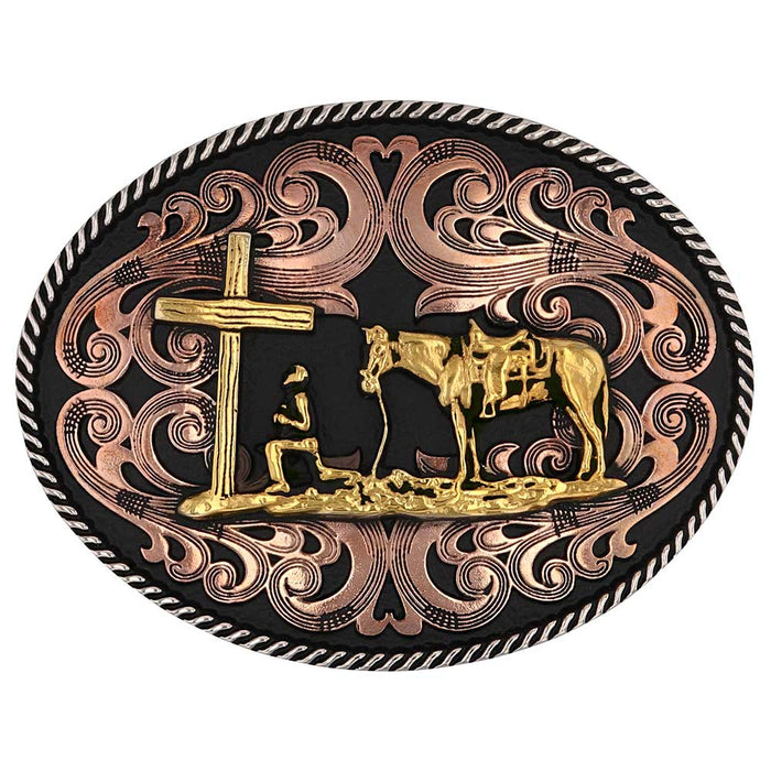 Montana Silversmith Tri-tone Christian Cowboy Attitude Buckle