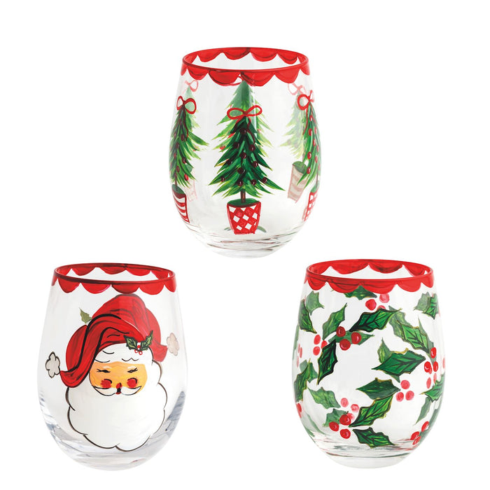 Mudpie- Christmas Painted Wine Glasses #44600159