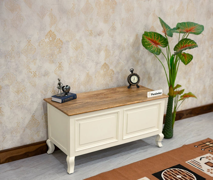 Mumbai Solid Wood Storage Trunk Box - Trunks & Cabinets - Furniselan-Frosty-White