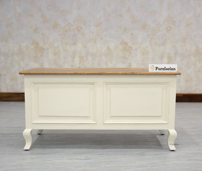 Mumbai Solid Wood Storage Trunk Box - Trunks & Cabinets - Furniselan-Frosty-White