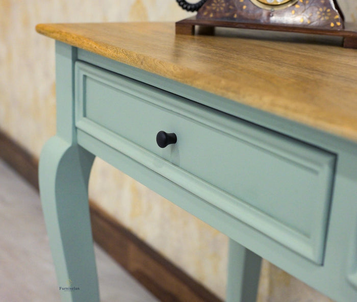 Mumbai Solid Wood Two Drawer Study Laptop Table - Console Table - Furniselan Silt Green