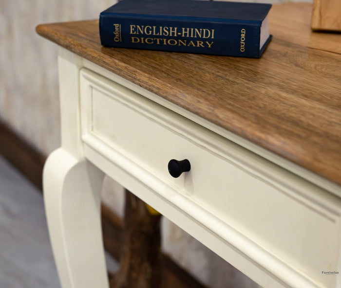 Mumbai Solid Wood Two Drawer Study Laptop Table Furniselan - Frosty-White