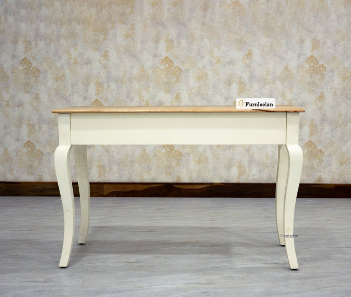 Mumbai Solid Wood Two Drawer Study Laptop Table Furniselan - Frosty-White