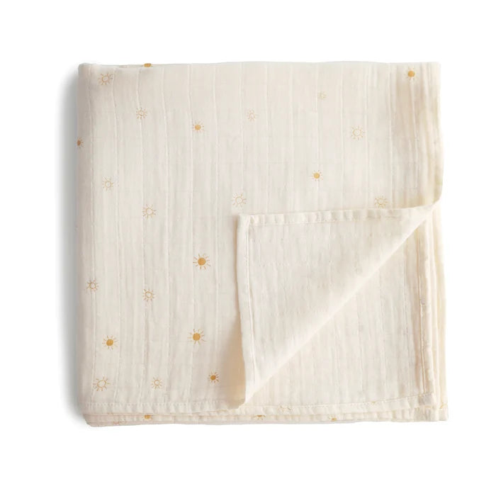 Mushie Muslin Swaddle Blanket Organic Cotton - Sun