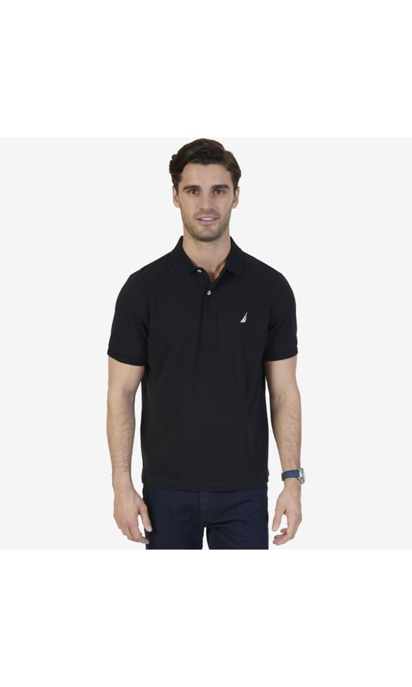 Nautica Polo de piqué de algodón sólido de Manga Corta para Hombre