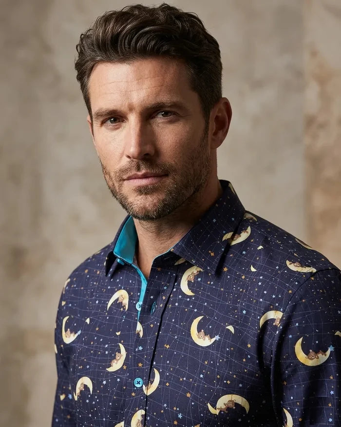 Navy Celestial Print with Matching Handkerchief-Makrom