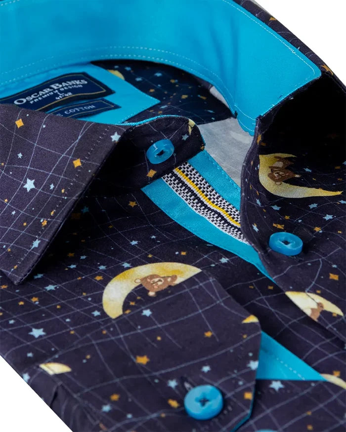 Navy Celestial Print with Matching Handkerchief-Makrom