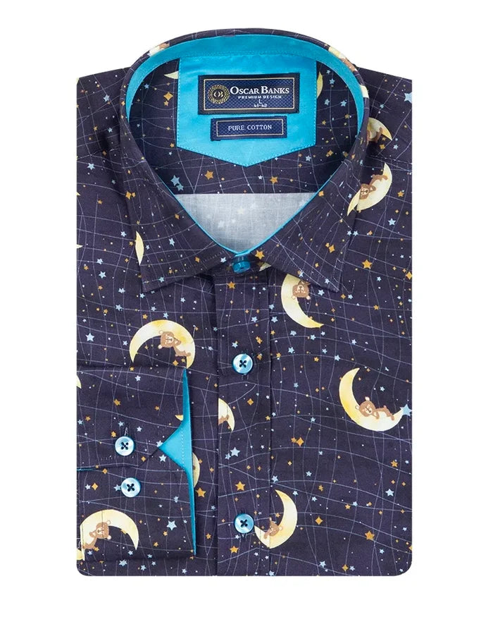 Navy Celestial Print with Matching Handkerchief-Makrom