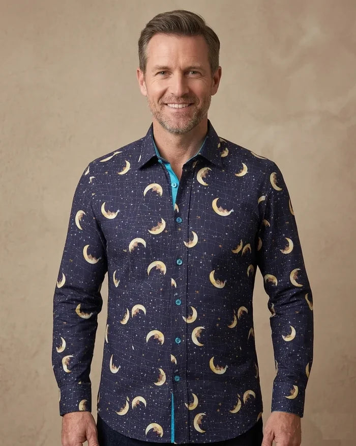 Navy Celestial Print with Matching Handkerchief-Makrom