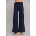 Navy Decorative Vertical Seam Detail High Waisted Flare Pants
