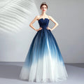 Navy White Ombre Tulle Prom Dress 2025 Corset Back