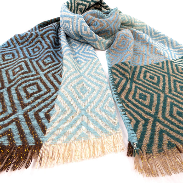 Nevsha - Sparkling Diamonds Blanket Scarf (65x180cm) - Blue/Green