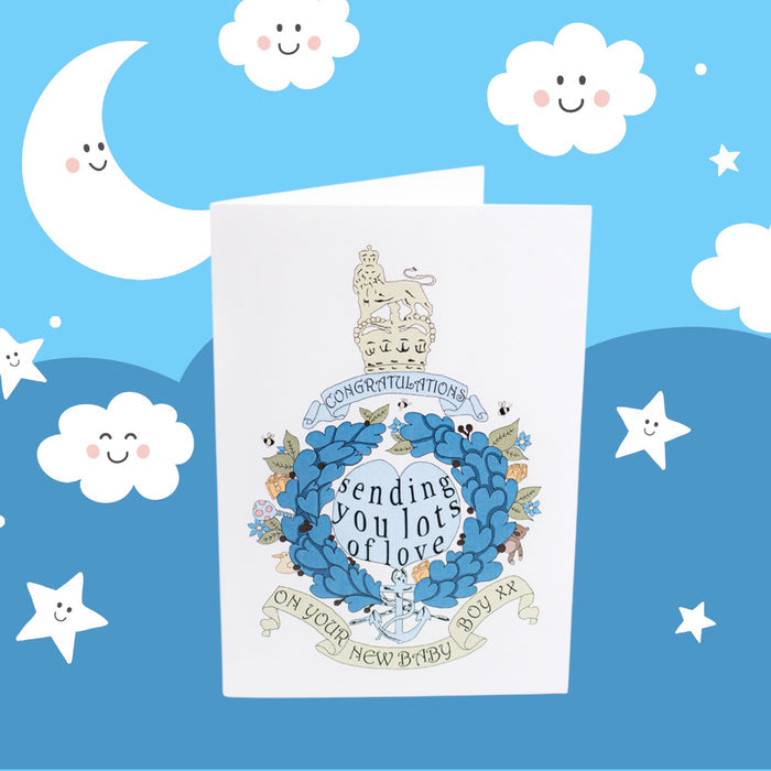 New Born Baby Blue Corps Crest Card
